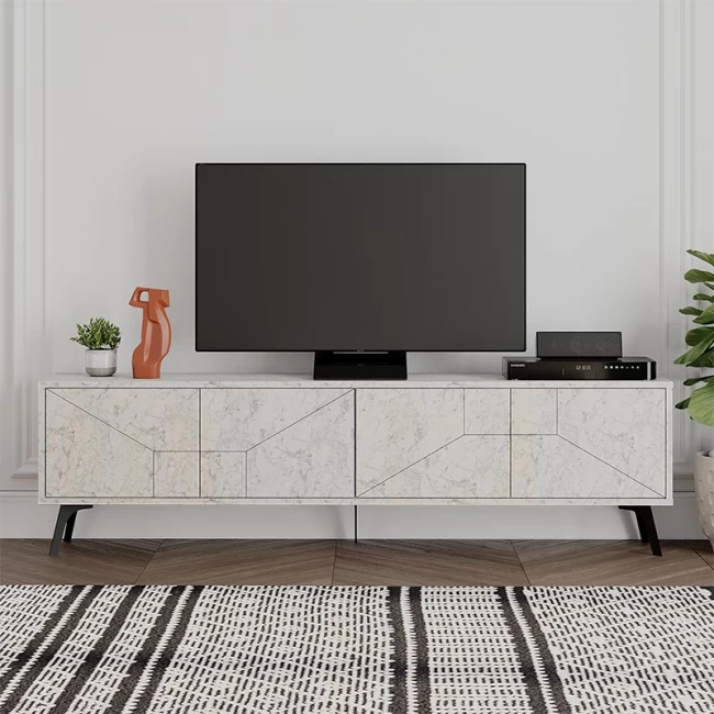 Έπιπλο τηλεόρασης Dune Megapap χρώμα λευκό αντικέ 180x29,6x50εκ.