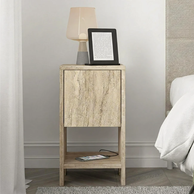 Κομοδίνο Ema Megapap χρώμα travertine 30x30x55εκ.