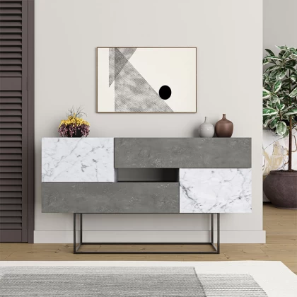Μπουφές Eros Megapap γκρι ρετρό - λευκό εφέ μαρμάρου 145x40x82εκ. Μπουφές Eros Megapap γκρι ρετρό - λευκό εφέ μαρμάρου 145x40x82εκ.