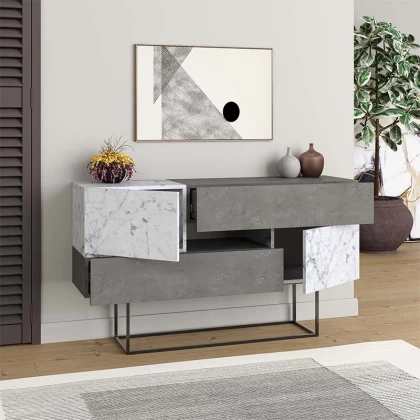 Μπουφές Eros Megapap γκρι ρετρό - λευκό εφέ μαρμάρου 145x40x82εκ. Μπουφές Eros Megapap γκρι ρετρό - λευκό εφέ μαρμάρου 145x40x82εκ.