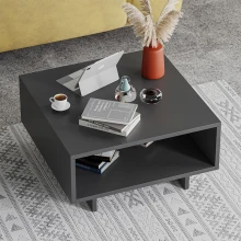 Τραπεζάκι σαλονιού Hola Megapap χρώμα ανθρακί 60x60x32εκ.
