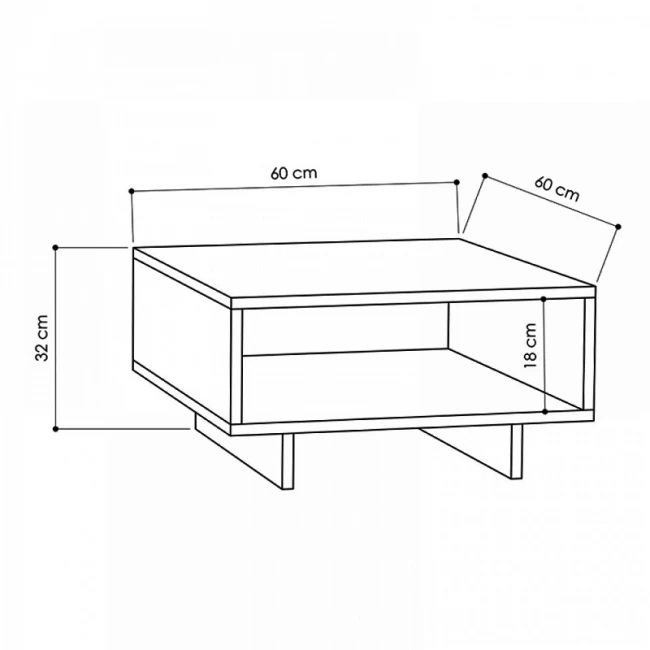 Τραπεζάκι σαλονιού Hola Megapap χρώμα ανθρακί 60x60x32εκ.