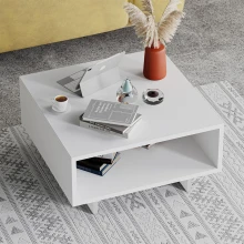 Τραπεζάκι σαλονιού Hola Megapap χρώμα λευκό 60x60x32εκ.