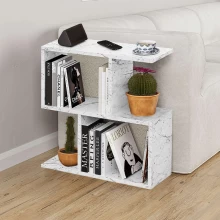 Τραπεζάκι βοηθητικό Homemania Megapap χρώμα λευκό εφέ μαρμάρου 60x20x60εκ.