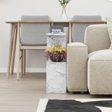 Τραπεζάκι βοηθητικό Homemania Megapap χρώμα λευκό εφέ μαρμάρου 60x20x60εκ.