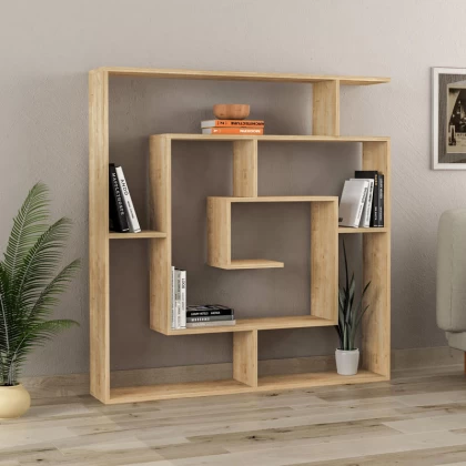 Βιβλιοθήκη Labirent Megapap χρώμα sapphire oak 125x22x129εκ.