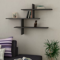Ραφιέρα τοίχου Leo Megapap χρώμα ανθρακί 123x22x80εκ.