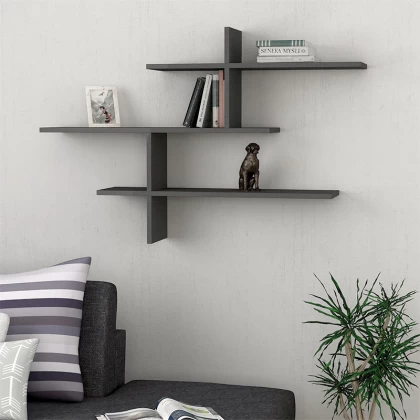 Ραφιέρα τοίχου Leo Megapap χρώμα ανθρακί 123x22x80εκ. Ραφιέρα τοίχου Leo Megapap χρώμα ανθρακί 123x22x80εκ.