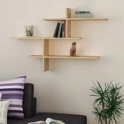 Ραφιέρα τοίχου Leo Megapap χρώμα φυσικό οξιάς 123x22x80εκ.