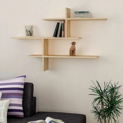 Ραφιέρα τοίχου Leo Megapap χρώμα φυσικό οξιάς 123x22x80εκ. Ραφιέρα τοίχου Leo Megapap χρώμα φυσικό οξιάς 123x22x80εκ.