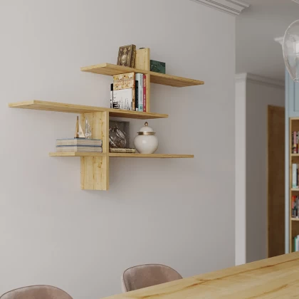 Ραφιέρα τοίχου Leo Megapap χρώμα φυσικό οξιάς 123x22x80εκ. Ραφιέρα τοίχου Leo Megapap χρώμα φυσικό οξιάς 123x22x80εκ.