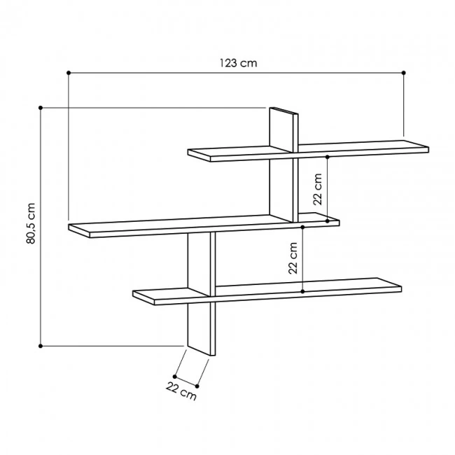 Ραφιέρα τοίχου Leo Megapap χρώμα φυσικό οξιάς 123x22x80εκ.