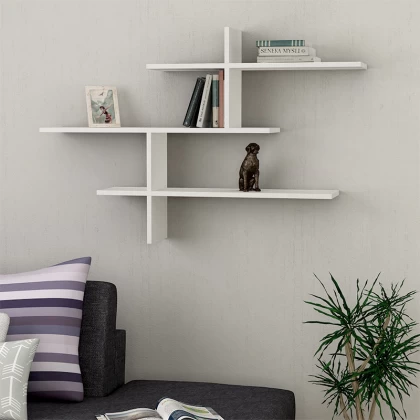 Ραφιέρα τοίχου Leo Megapap χρώμα λευκό 123x22x80εκ. Ραφιέρα τοίχου Leo Megapap χρώμα λευκό 123x22x80εκ.