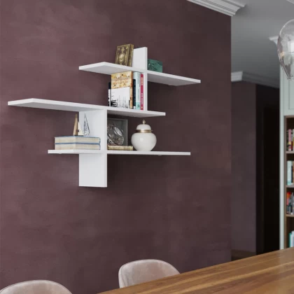 Ραφιέρα τοίχου Leo Megapap χρώμα λευκό 123x22x80εκ. Ραφιέρα τοίχου Leo Megapap χρώμα λευκό 123x22x80εκ.