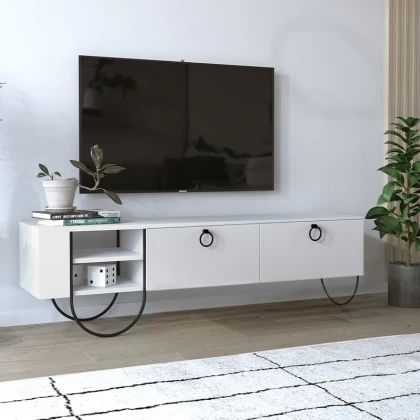 Έπιπλο τηλεόρασης Norfolk Megapap χρώμα λευκό 151x35x43εκ. Έπιπλο τηλεόρασης Norfolk Megapap χρώμα λευκό 151x35x43εκ.