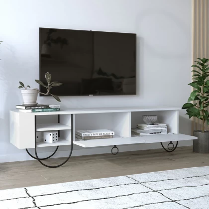 Έπιπλο τηλεόρασης Norfolk Megapap χρώμα λευκό 151x35x43εκ. Έπιπλο τηλεόρασης Norfolk Megapap χρώμα λευκό 151x35x43εκ.