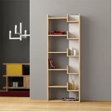 Βιβλιοθήκη Oppa Megapap χρώμα sapphire oak/λευκό 60x22x162εκ.