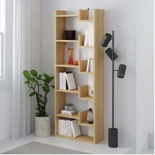 Βιβλιοθήκη Oppa Megapap χρώμα sapphire oak/λευκό 60x22x162εκ.