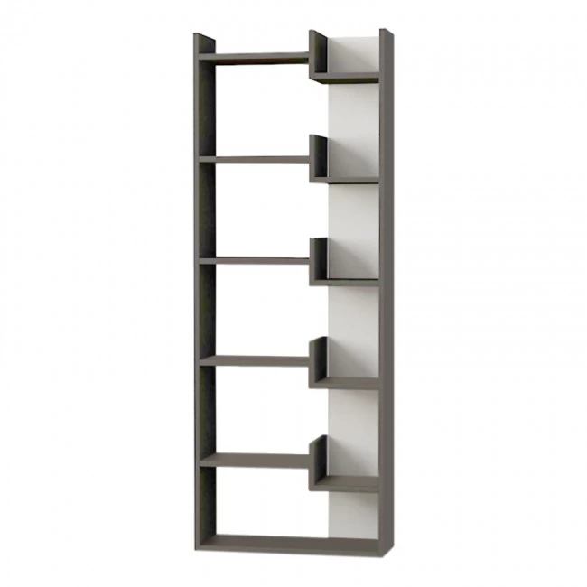 Βιβλιοθήκη Oppa Megapap χρώμα ανθρακί - λευκό 60x22x162εκ.