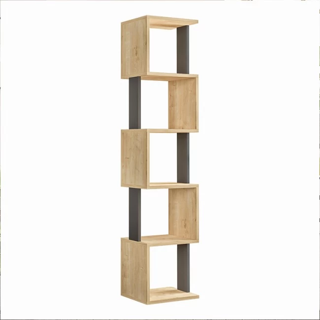 Βιβλιοθήκη Piri Megapap χρώμα φυσικό οξιάς/ανθρακί 35x30x161εκ.