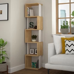 Βιβλιοθήκη Piri Megapap χρώμα φυσικό οξιάς/λευκό 35x30x161εκ.