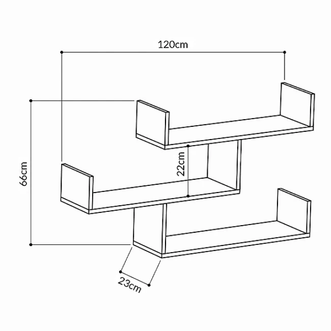 Ραφιέρα τοίχου Tibet Megapap χρώμα φυσικό οξιάς 119x22x66εκ.