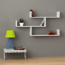 Ραφιέρα τοίχου Tibet Megapap χρώμα λευκό 119x22x66εκ.