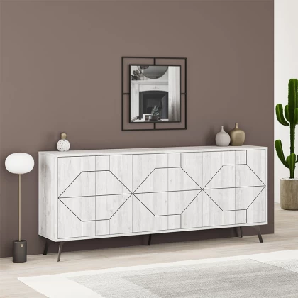 Μπουφές Dune Megapap χρώμα λευκό αντικέ 184x35x77,4εκ. Μπουφές Dune Megapap χρώμα λευκό αντικέ 184x35x77,4εκ.