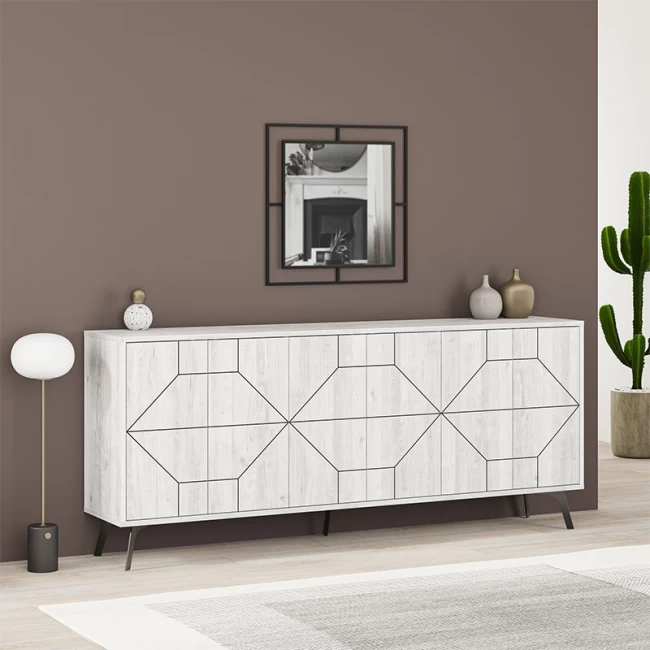 Μπουφές Dune Megapap χρώμα λευκό αντικέ 184x35x77,4εκ.