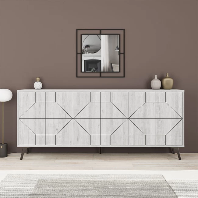 Μπουφές Dune Megapap χρώμα λευκό αντικέ 184x35x77,4εκ.