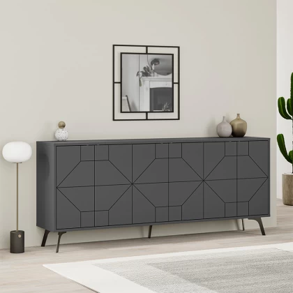 Μπουφές Dune Megapap χρώμα ανθρακί 184x35x77,4εκ. Μπουφές Dune Megapap χρώμα ανθρακί 184x35x77,4εκ.