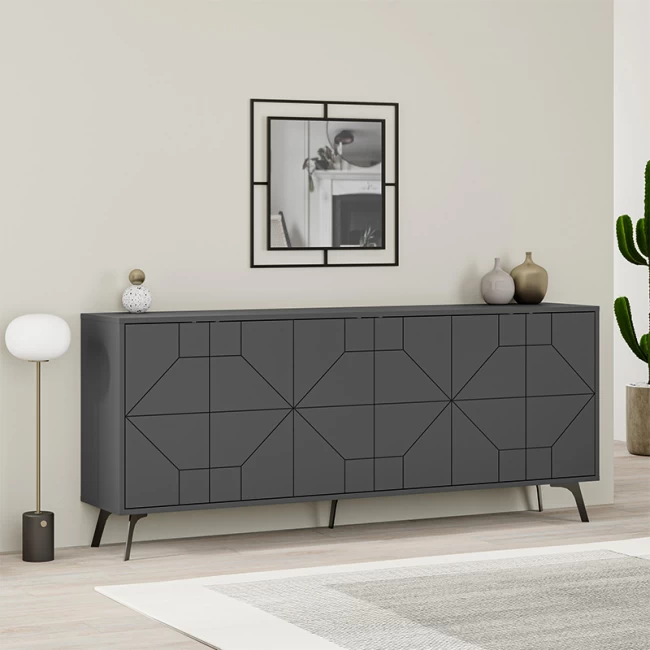 Μπουφές Dune Megapap χρώμα ανθρακί 184x35x77,4εκ.