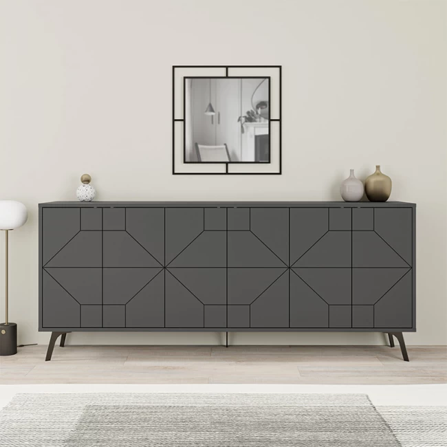 Μπουφές Dune Megapap χρώμα ανθρακί 184x35x77,4εκ.