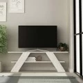 Έπιπλο τηλεόρασης Farfalla Megapap χρώμα λευκό αντικέ 120x33,5x40εκ.