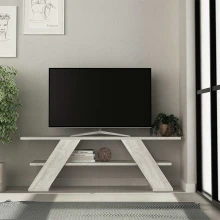 Έπιπλο τηλεόρασης Farfalla Megapap χρώμα λευκό αντικέ 120x33,5x40εκ.