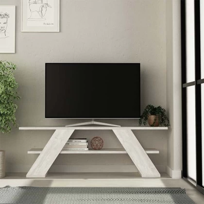 Έπιπλο τηλεόρασης Farfalla Megapap χρώμα λευκό αντικέ 120x33,5x40εκ. Έπιπλο τηλεόρασης Farfalla Megapap χρώμα λευκό αντικέ 120x33,5x40εκ.