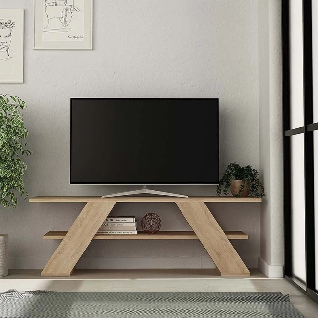 Έπιπλο τηλεόρασης Farfalla Megapap χρώμα φυσικό οξιάς 120x33,5x40εκ.
