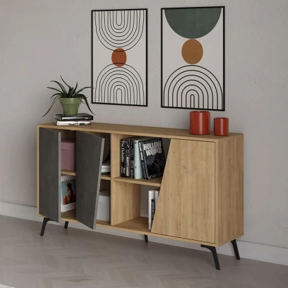 Μπουφές Fiona Megapap χρώμα φυσικό οξιάς - γκρι ρετρό 150x35,6x82εκ. Μπουφές Fiona Megapap χρώμα φυσικό οξιάς - γκρι ρετρό 150x35,6x82εκ.