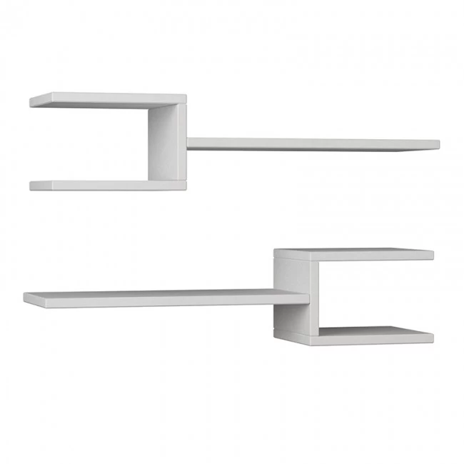 Ραφιέρα τοίχου Fork Megapap 2 τεμαχίων χρώμα λευκό 75x19,5x18εκ.