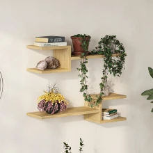 Ραφιέρα τοίχου Fork Megapap 2 τεμαχίων χρώμα sapphire oak 75x19,5x18εκ.
