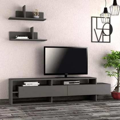 Έπιπλο τηλεόρασης Gara Megapap χρώμα ανθρακί 180x29,8x42εκ. Έπιπλο τηλεόρασης Gara Megapap χρώμα ανθρακί 180x29,8x42εκ.
