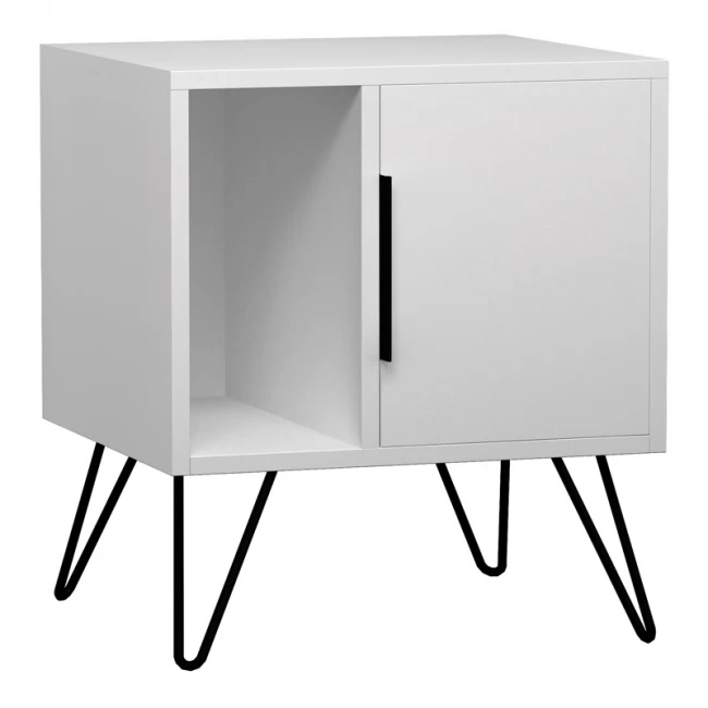 Κομοδίνο Glynn Megapap χρώμα λευκό 50,2x44,6x60εκ.