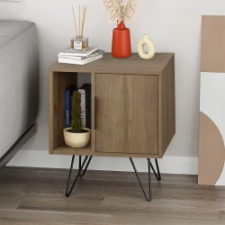 Κομοδίνο Glynn Megapap χρώμα ανοιχτό καρυδί 50,2x44,6x60εκ.