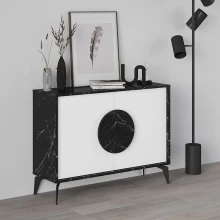 Μπουφές Gora Megapap χρώμα μαύρο εφέ μαρμάρου - λευκό 110x35,6x82εκ.