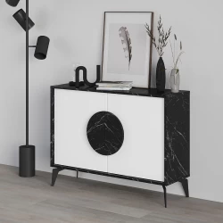 Μπουφές Gora Megapap χρώμα μαύρο εφέ μαρμάρου - λευκό 110x35,6x82εκ.