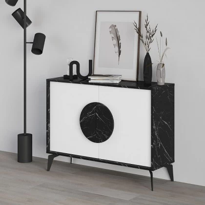 Μπουφές Gora Megapap χρώμα μαύρο εφέ μαρμάρου - λευκό 110x35,6x82εκ. Μπουφές Gora Megapap χρώμα μαύρο εφέ μαρμάρου - λευκό 110x35,6x82εκ.