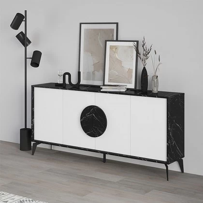 Μπουφές Gora Megapap χρώμα μαύρο εφέ μαρμάρου - λευκό 180x35,6x82εκ. Μπουφές Gora Megapap χρώμα μαύρο εφέ μαρμάρου - λευκό 180x35,6x82εκ.