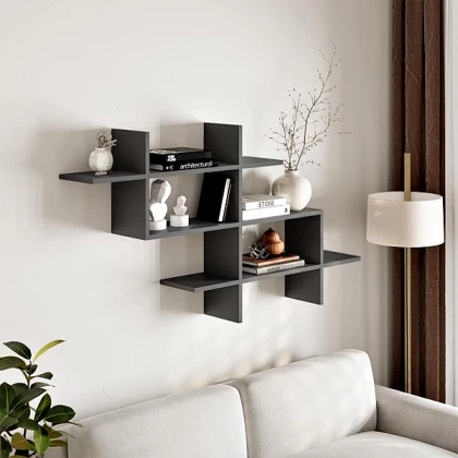 Ραφιέρα τοίχου Halic Megapap χρώμα ανθρακί 150x22x82εκ. Ραφιέρα τοίχου Halic Megapap χρώμα ανθρακί 150x22x82εκ.