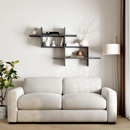 Ραφιέρα τοίχου Halic Megapap χρώμα ανθρακί 150x22x82εκ. Ραφιέρα τοίχου Halic Megapap χρώμα ανθρακί 150x22x82εκ.