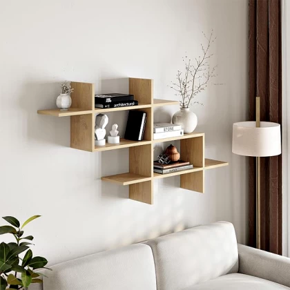 Ραφιέρα τοίχου Halic Megapap χρώμα φυσικό οξιάς 150x22x82εκ. Ραφιέρα τοίχου Halic Megapap χρώμα φυσικό οξιάς 150x22x82εκ.